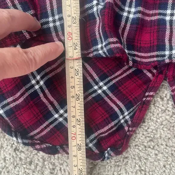 beachlunchlounge Shirt, Women's Size L, Red White Black, Plaid, Button Up - Picture 13 of 14